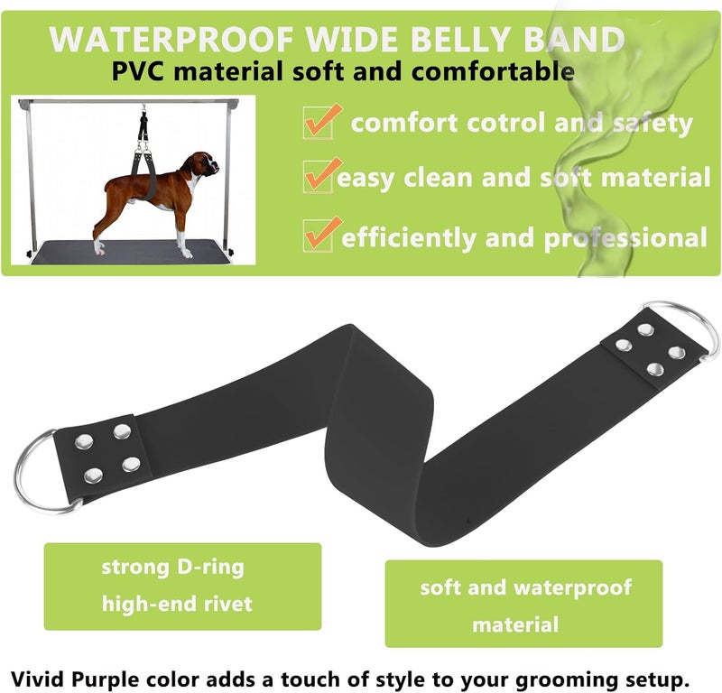 DISCPETSEC Pet Dog Grooming Belly Strap – 2 Inch Wide Waterproof Strong PVC Support Band, Grooming Loop Restraint for Pet Bathing & Grooming (Black-Long) - Image 2